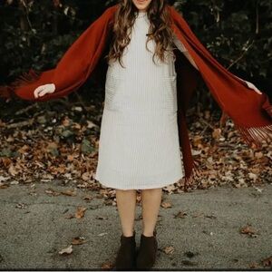 Striped linen dress with front pockets